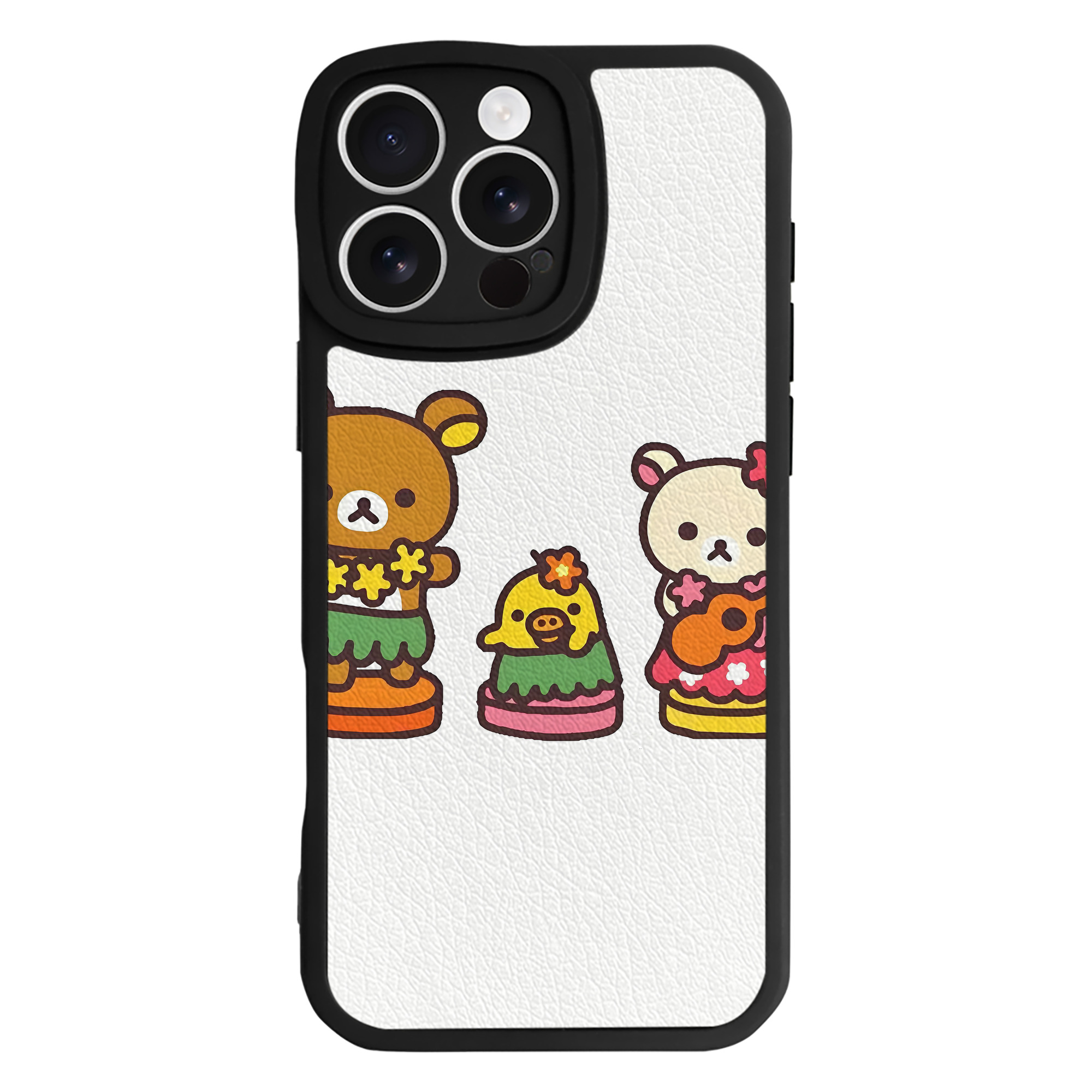 （画像用） リラックマ リラックマ キイロイトリ Rilakkuma Korilakkuma Kiiroitori 【iPhone 16シリーズ対応】シリコンスマホケース（レザー調） 材質：シリコン